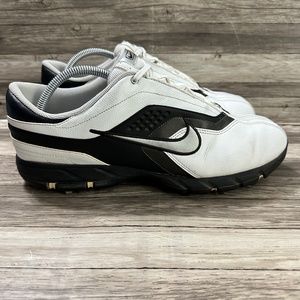Nike Durasport 4 Golf Shoes Mens 10.5 W White Black Lether Lace Up 336045-001